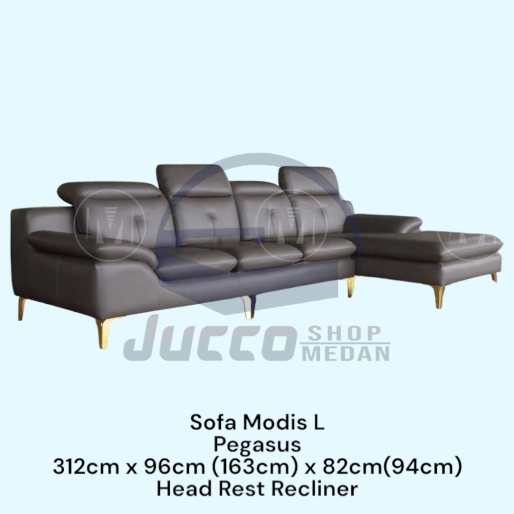[ JUCCO ] Sofa Tamu Modis Pegasus - Sofa Sudut Modis Murah Elegan - Sofa L Pegasus Modis 312cm - Med