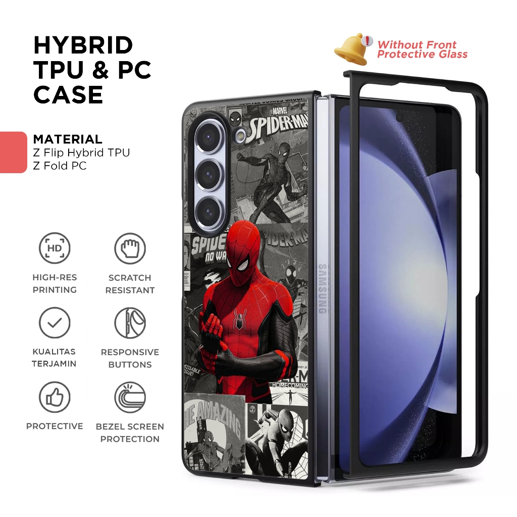 Softcase Hardcase Casing Custom Samsung Galaxy Z Flip 7 6 5 4 3 Z Fold 7 6 5 4 3 5G Spiderman Marvel