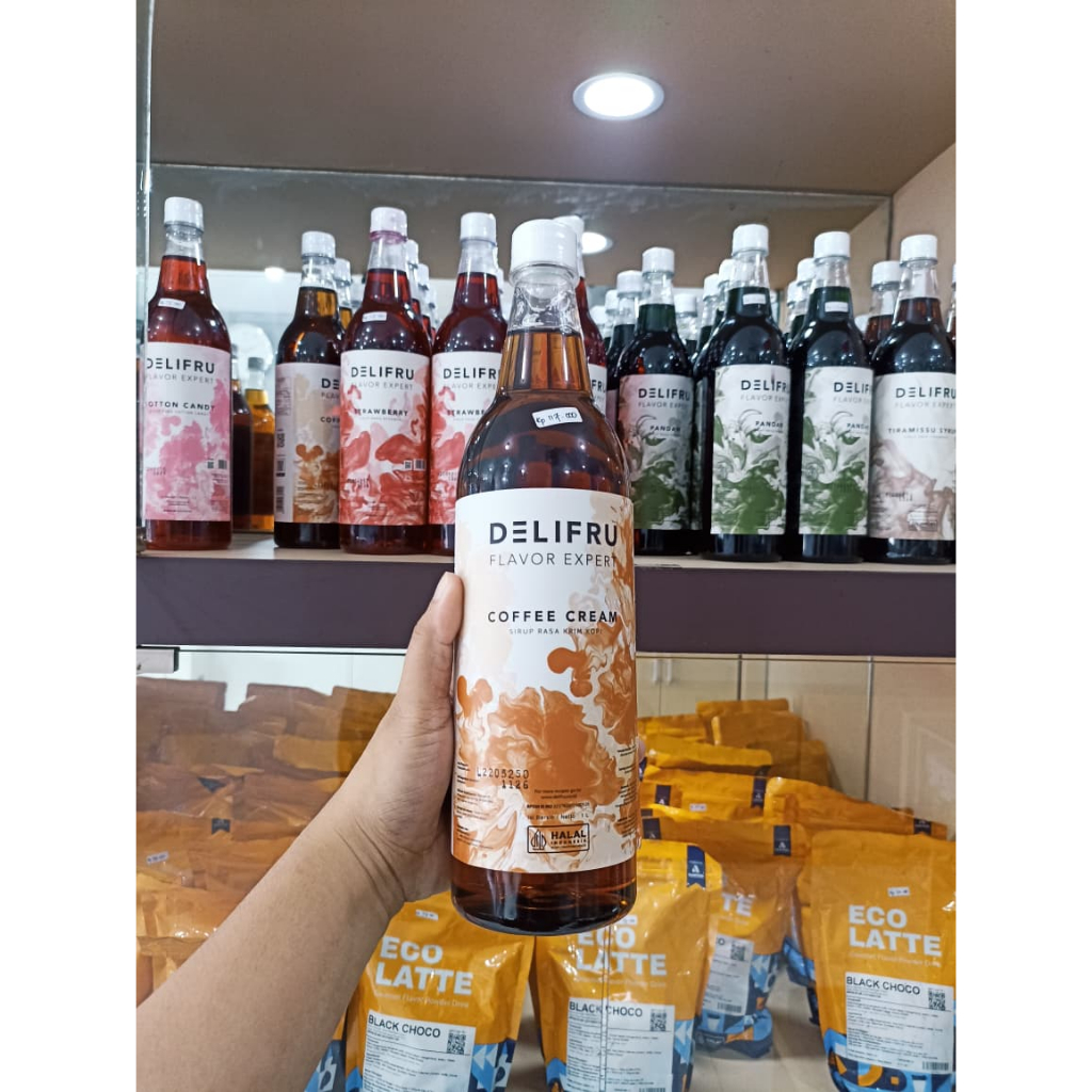 

DELIFRU COFFEE CREAM SYRUP DRINK KEMASAN 1 LITER/CREAM COFFEE REMIUM/BPOM/HALAL