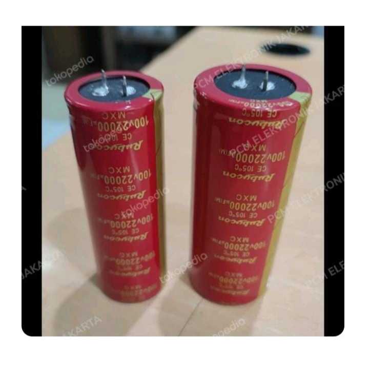 RH9053 elco elko 22000 22.000 uf 100 volt rubicon rubycon merah asli kecil by PCM LTC GLODOK