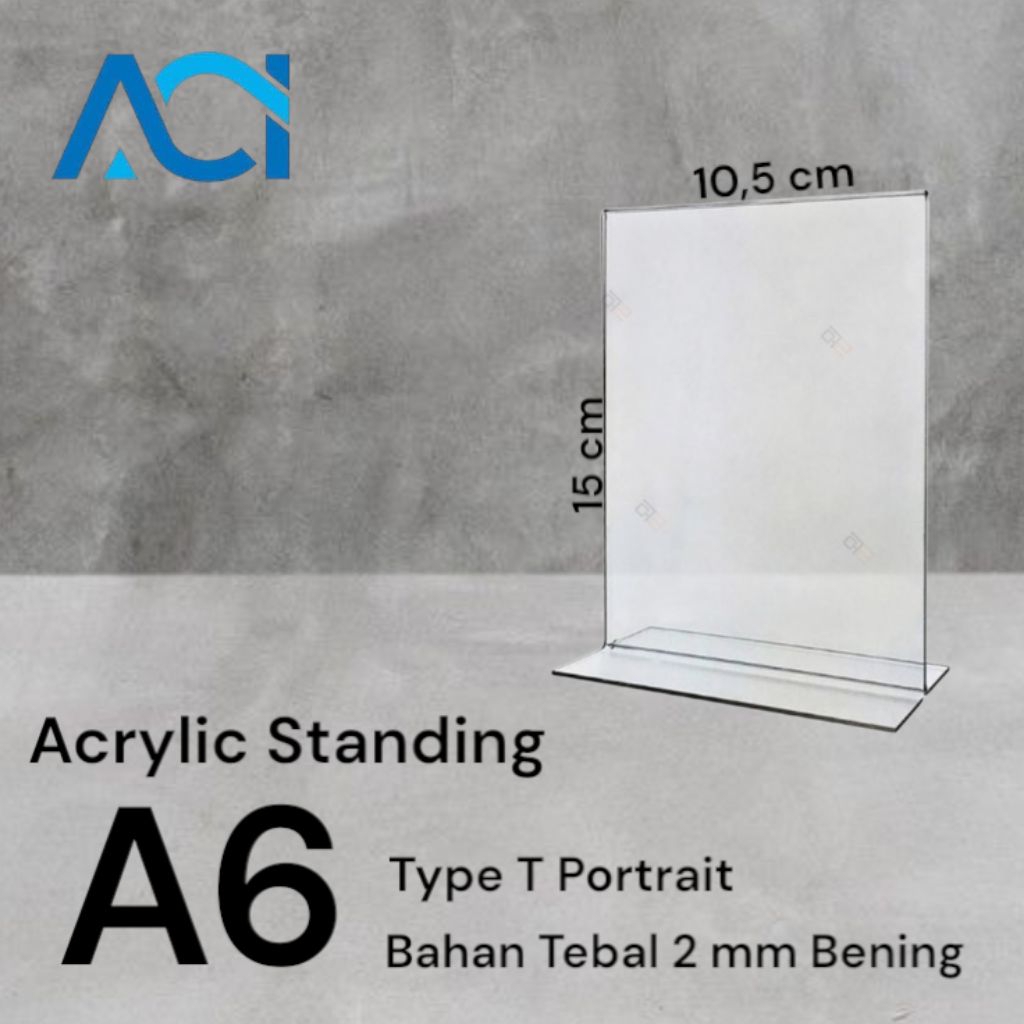 

Akrilik Standing/Akrilik Tent Holder/Tempat Brosur/Akrilik Tent Card A6 T Portrait 2mm