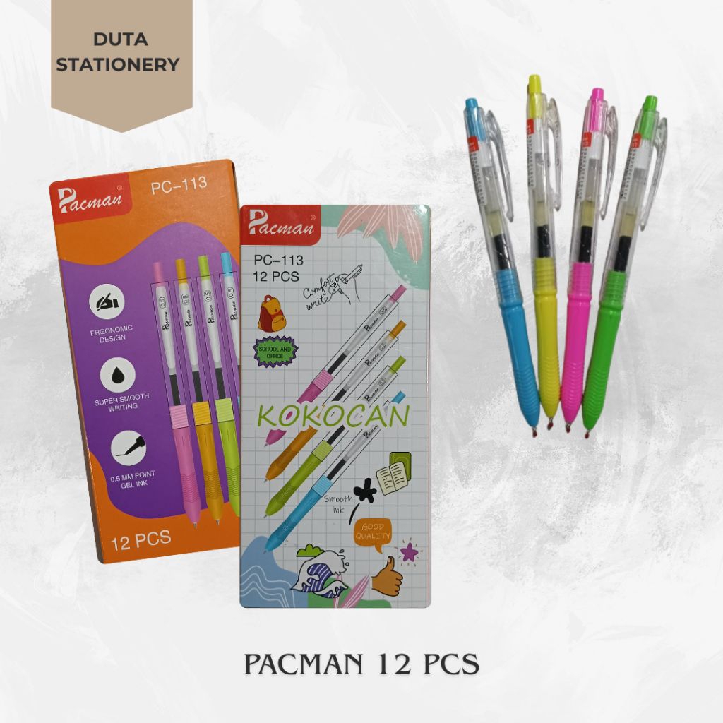 

12 PCS BALLPOINT GEL KOKOCAN PACMAN 0.5 // BULPEN KOKORO PC-113