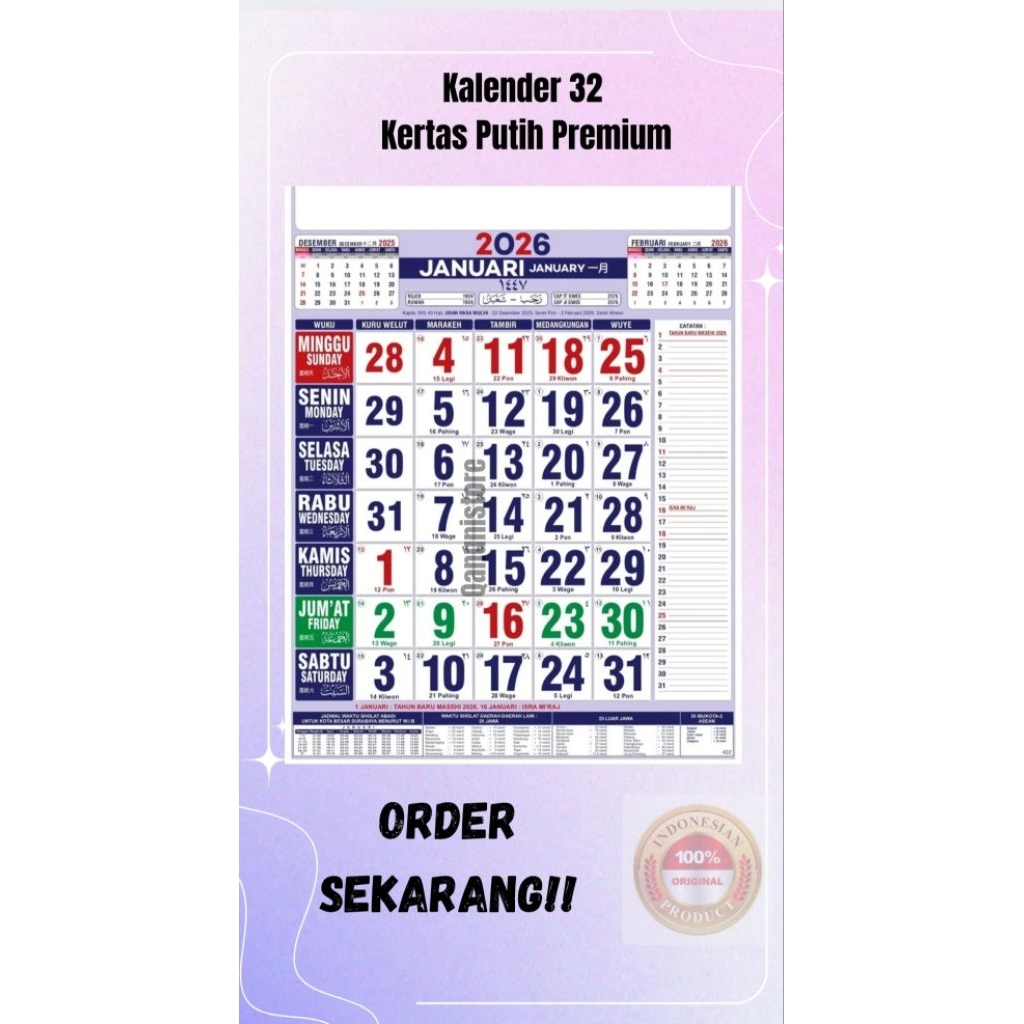 

Kalender 2026 Jawa Lengkap