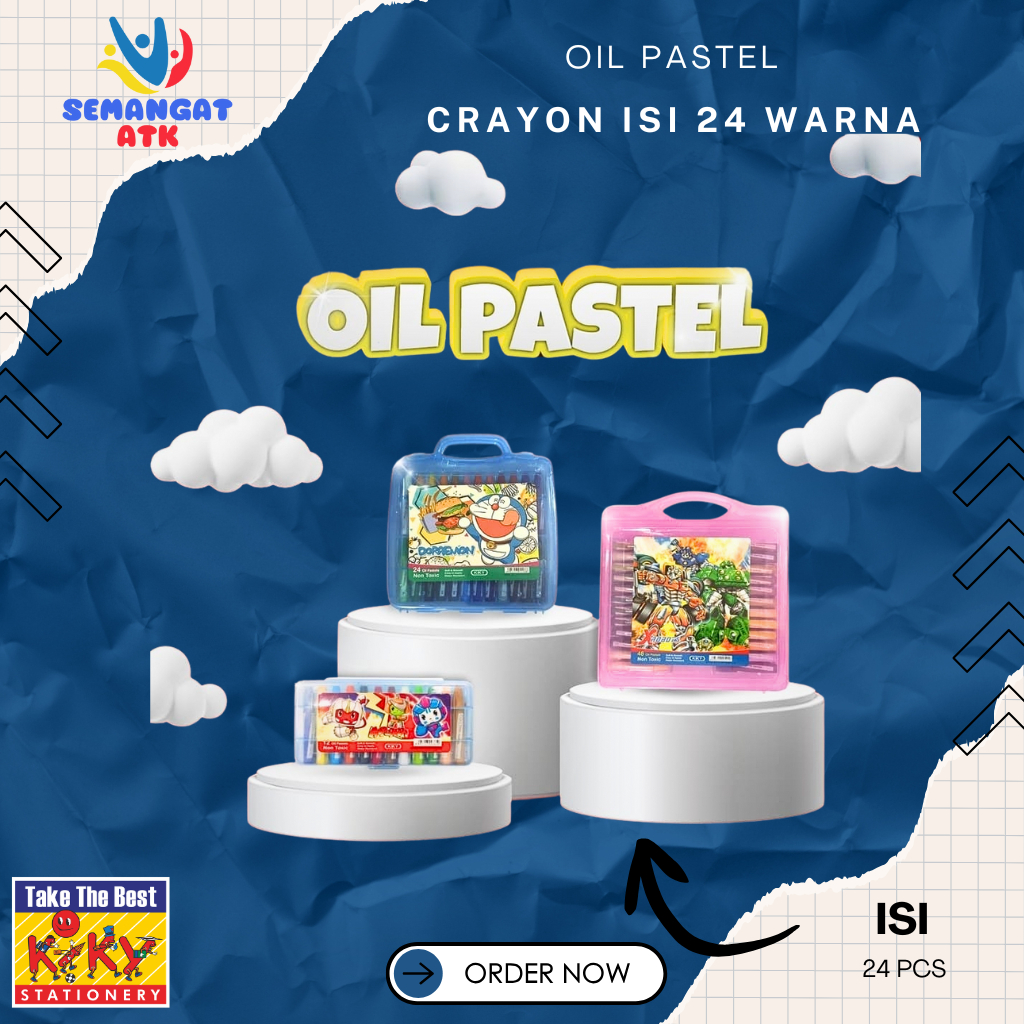 

Oil Pastel / Crayon Mewarnai Kiky Isi 24 Warna Krayon
