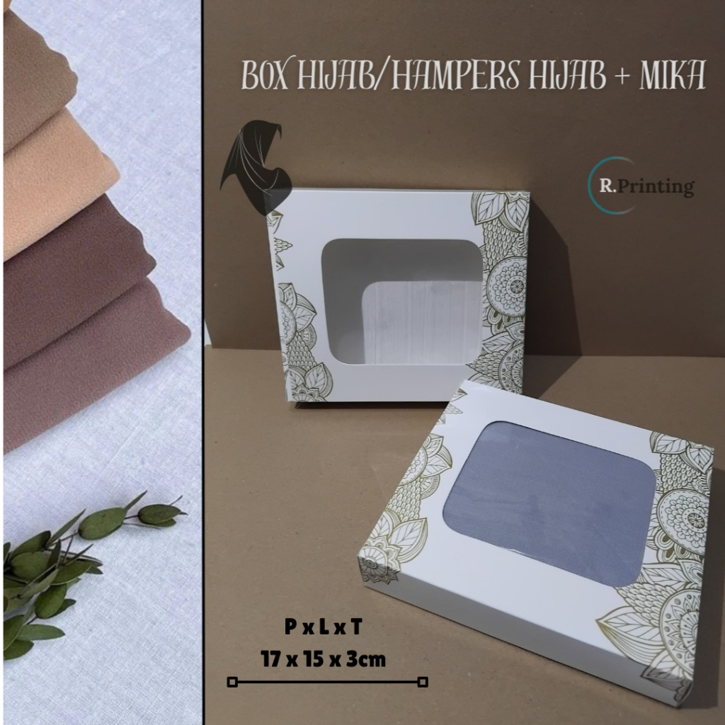 

Box/Dus Hijab/Box Souvenir/Hampers Mika Ivory Putih Motif Batik 230 GSM