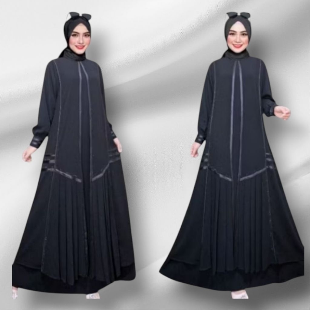 Gamis Hitam Rompi Abaya Ceruty Terbaru