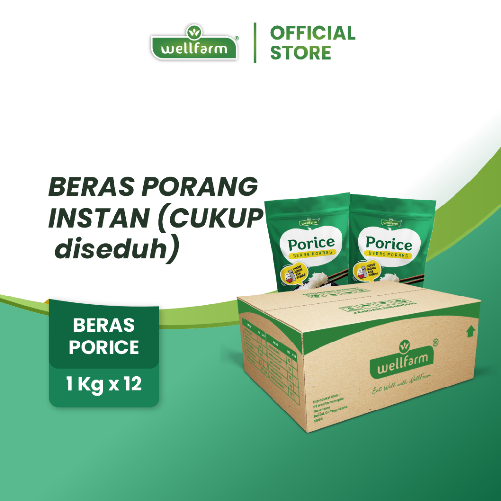 

PORICE Beras Porang Kardus Isi 12 Pouch 1 Kg - Konjac Rice