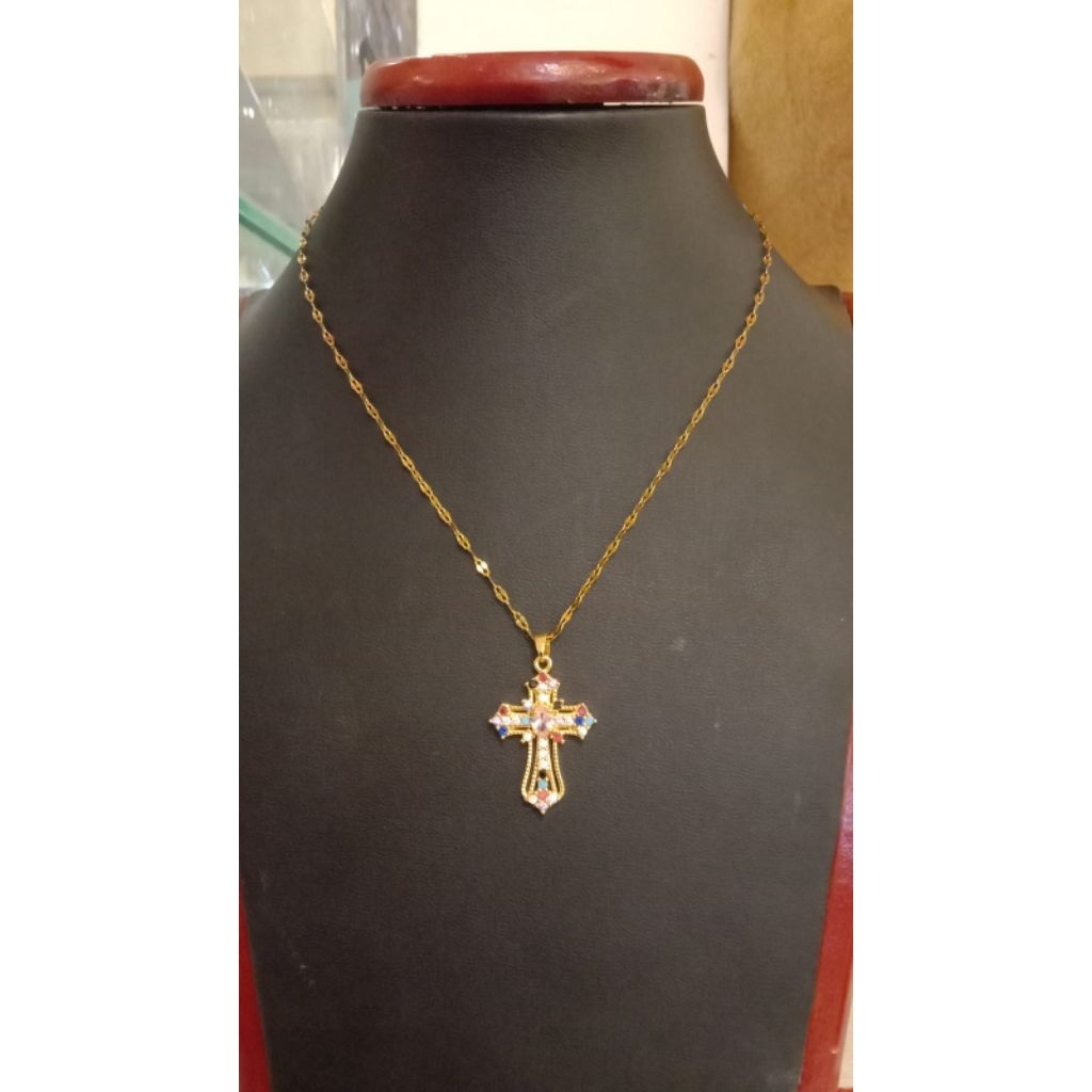 kalung titanium salib besar warna