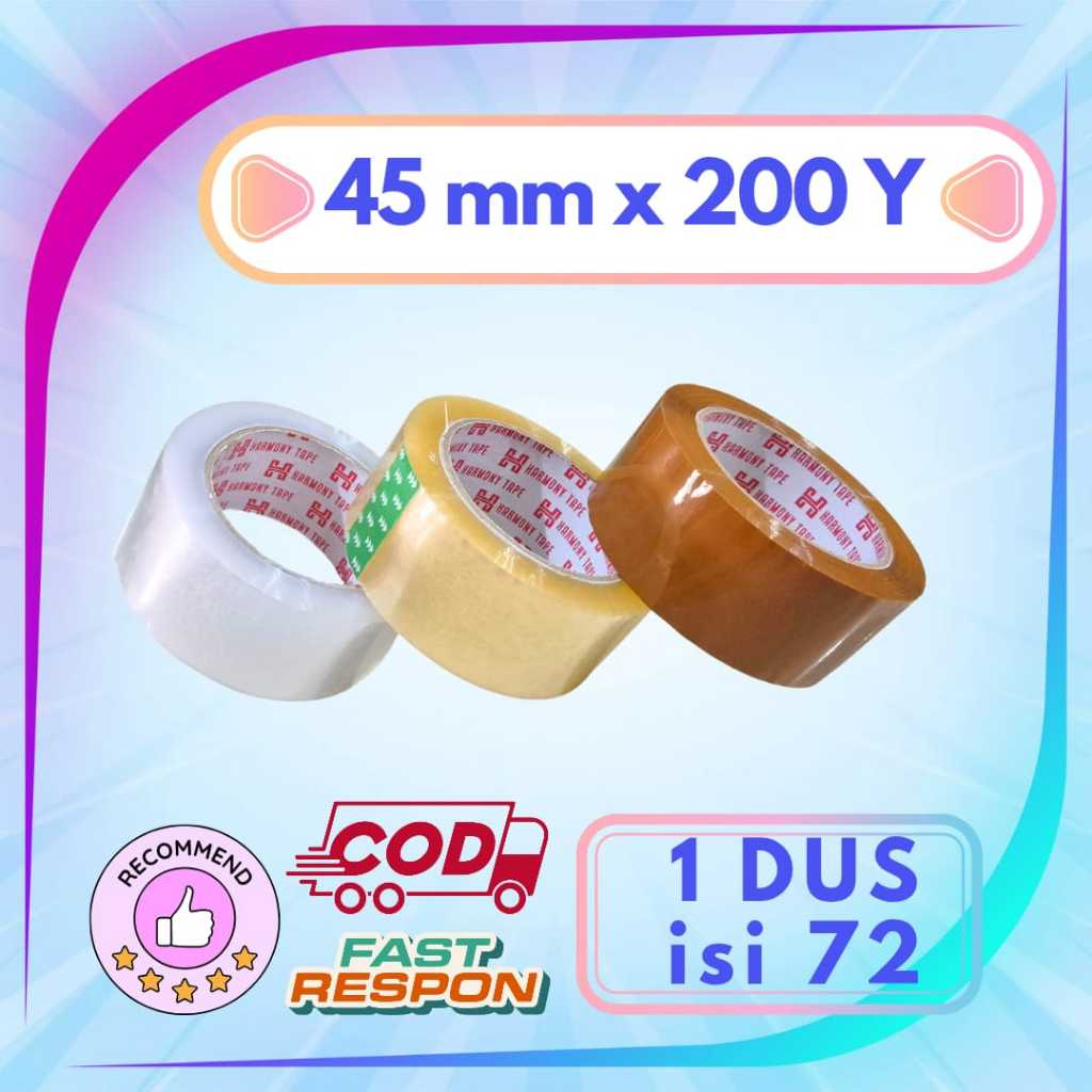 

Harmony Lakban 45 mm x 200 Yard Super Lengket Ukuran Terjamin