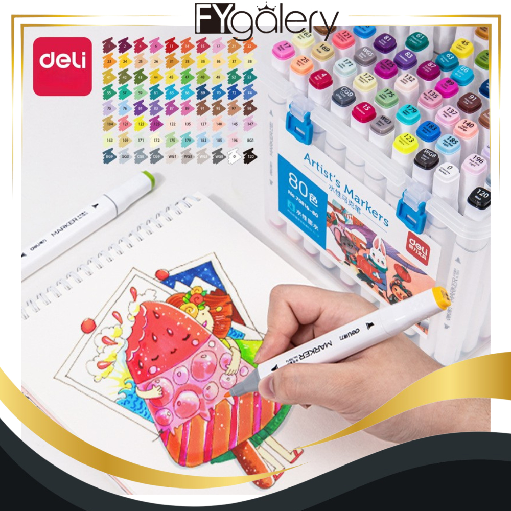 

FYgalery DELI039 Deli Sketch Marker / Water-based Marker / Spidol Sketsa Double Tip 80 Warna 70816 Y1679