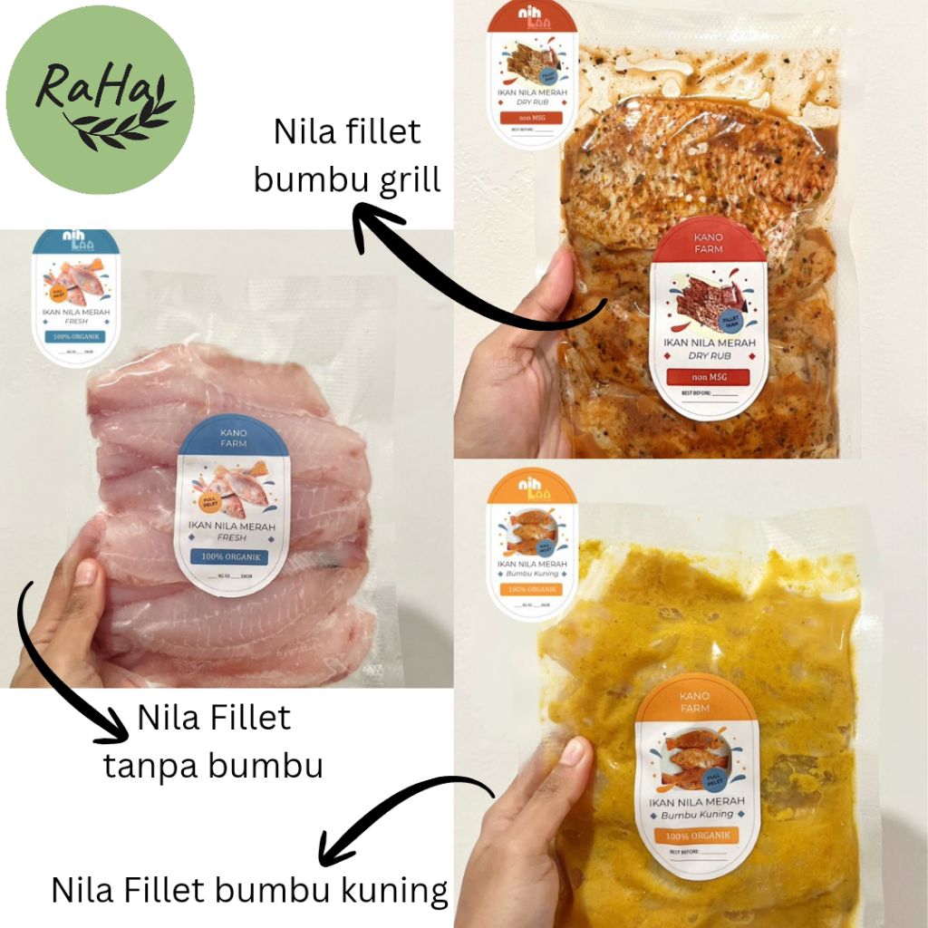 Ikan Nila Merah Organik Fillet. tanpa MSG| bumbu kuning | bumbu grill | tanpa bumbu