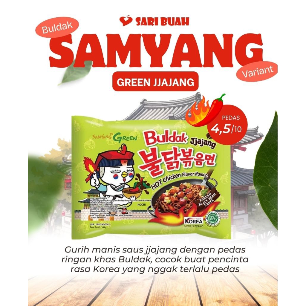 

Samyang buldak green jajang 140gr, Mie korean spicy, Mie Pedas, Mie enak