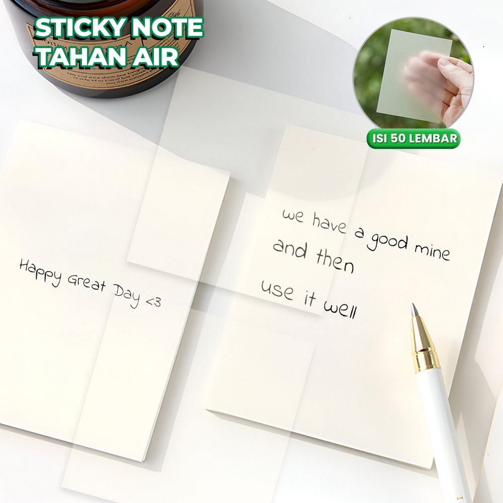 

EC Sticky Note Transparan Isi 50 Lembar Waterproof Serbaguna Untuk Kantor Sekolah / Kertas Memo Tahan Air / Memo Kertas Tempel Uk 51X76 Anti Air / Label Stickers Catatan Bening Stockami A87