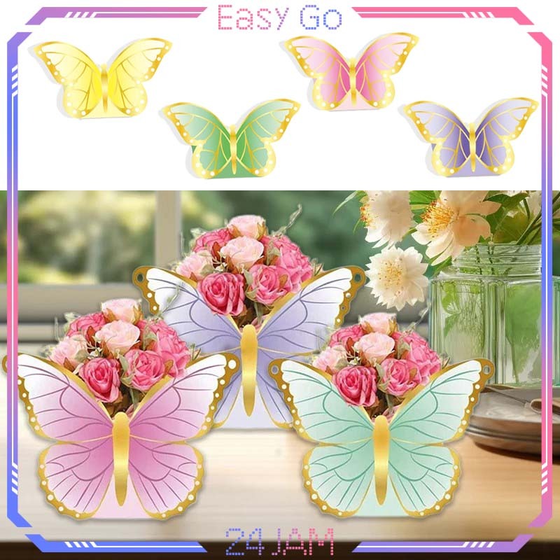 

Isi 12pcs Flower Box DIY Kotak Bunga Kit Portable Butterfly Flower Box Model Kupu Kupu Box Bunga Tas Bunga