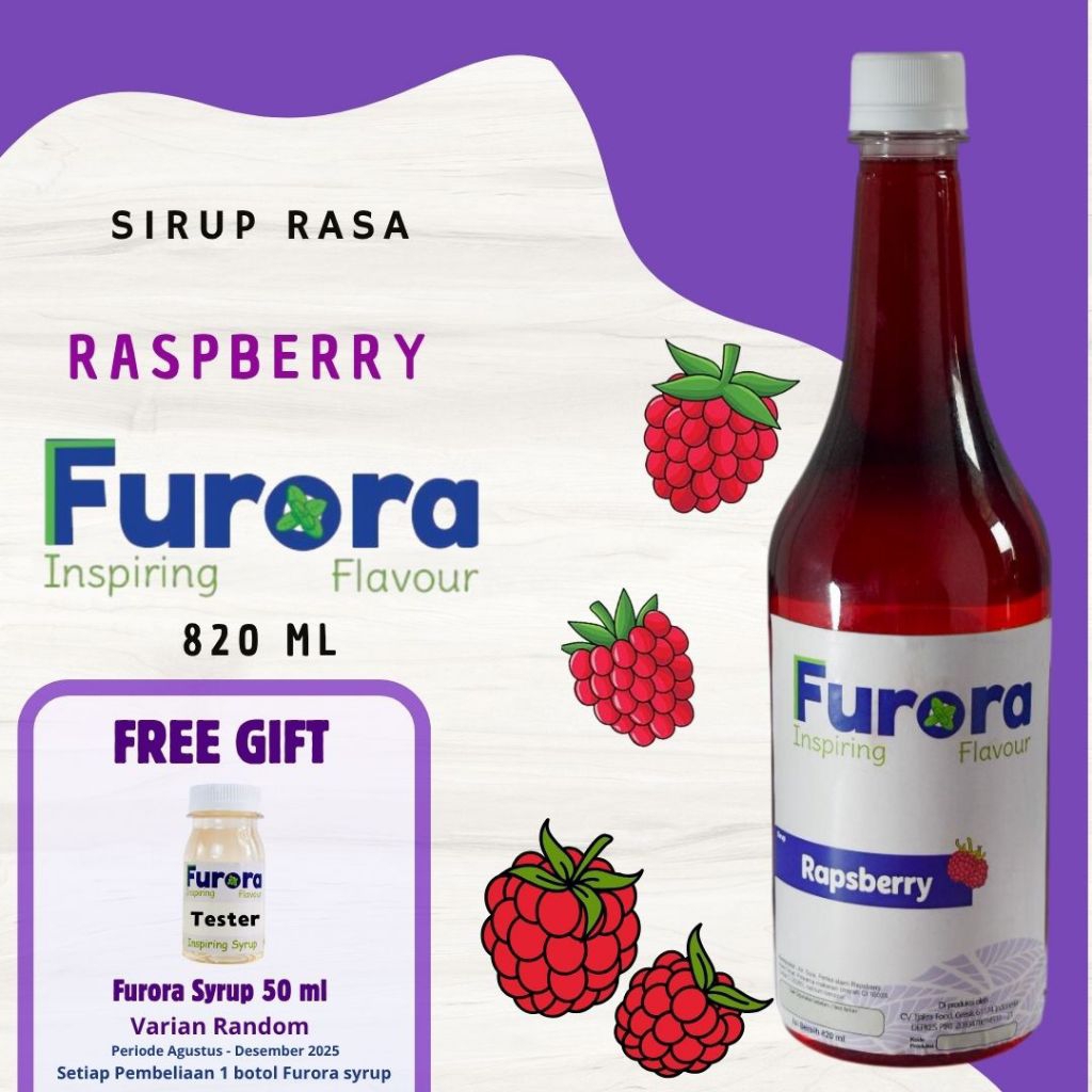 

Sirup Raspberry - Furora Syrup 820 ml l Sirup Cafe