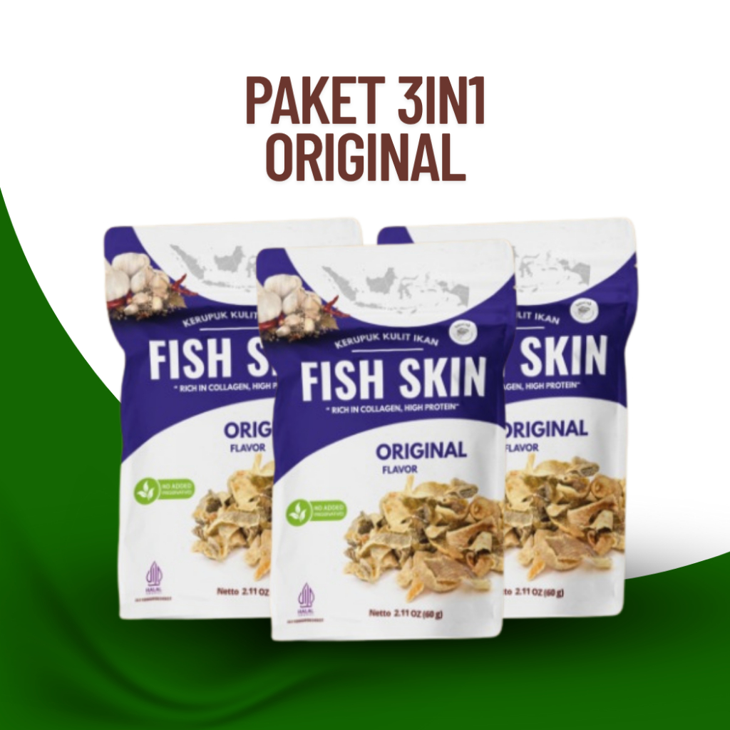 

Caliofish Paket Hemat 3in1 Fish Skin Kerupuk Kulit Ikan Patin Keripik Kulit Ikan Original