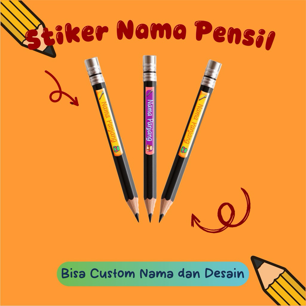 

STIKER NAMA pensil alat tulis perkakas awet