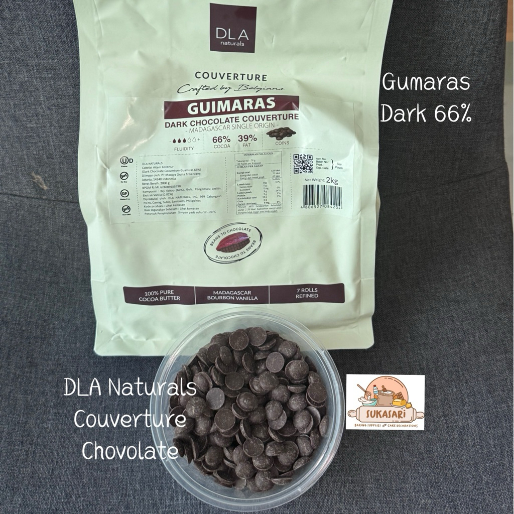 

DLA Naturals Gumaras Dark 66% 2kg Chocolate Couverture cokelat coklat Hitam Dark