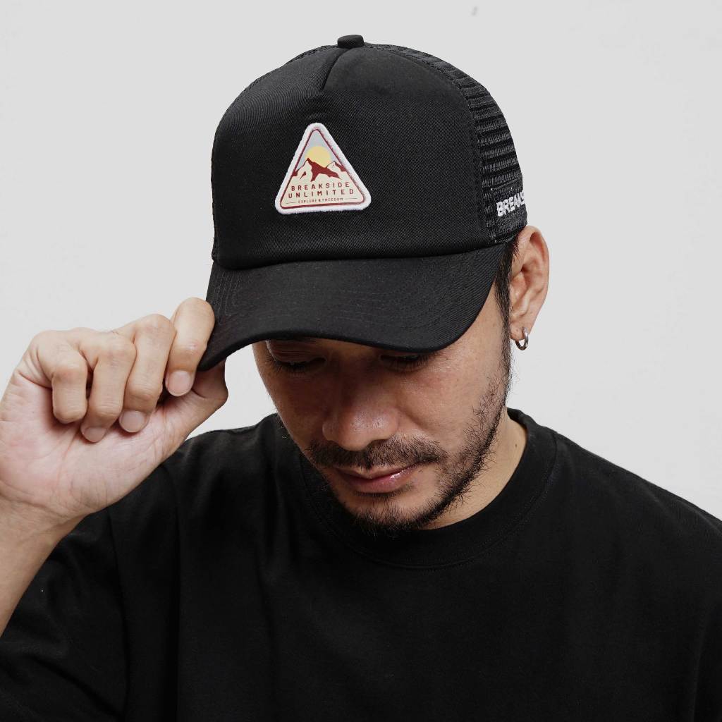 [FREE BOX] Breakside Trucker Hat Mountain Black Topi Pria
