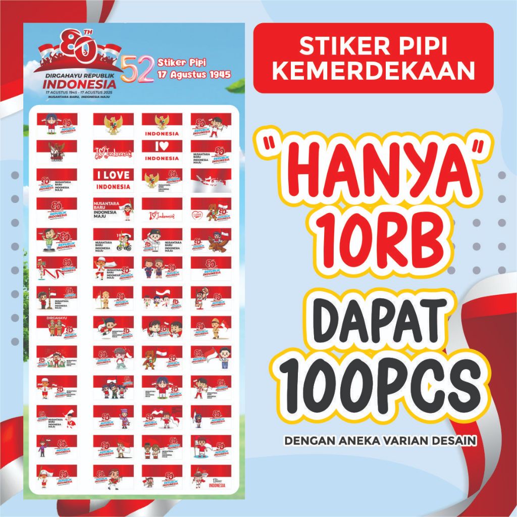 

STIKER PIPI MERAH PUTIH AGUSTUSAN KARAKTER MURAH
