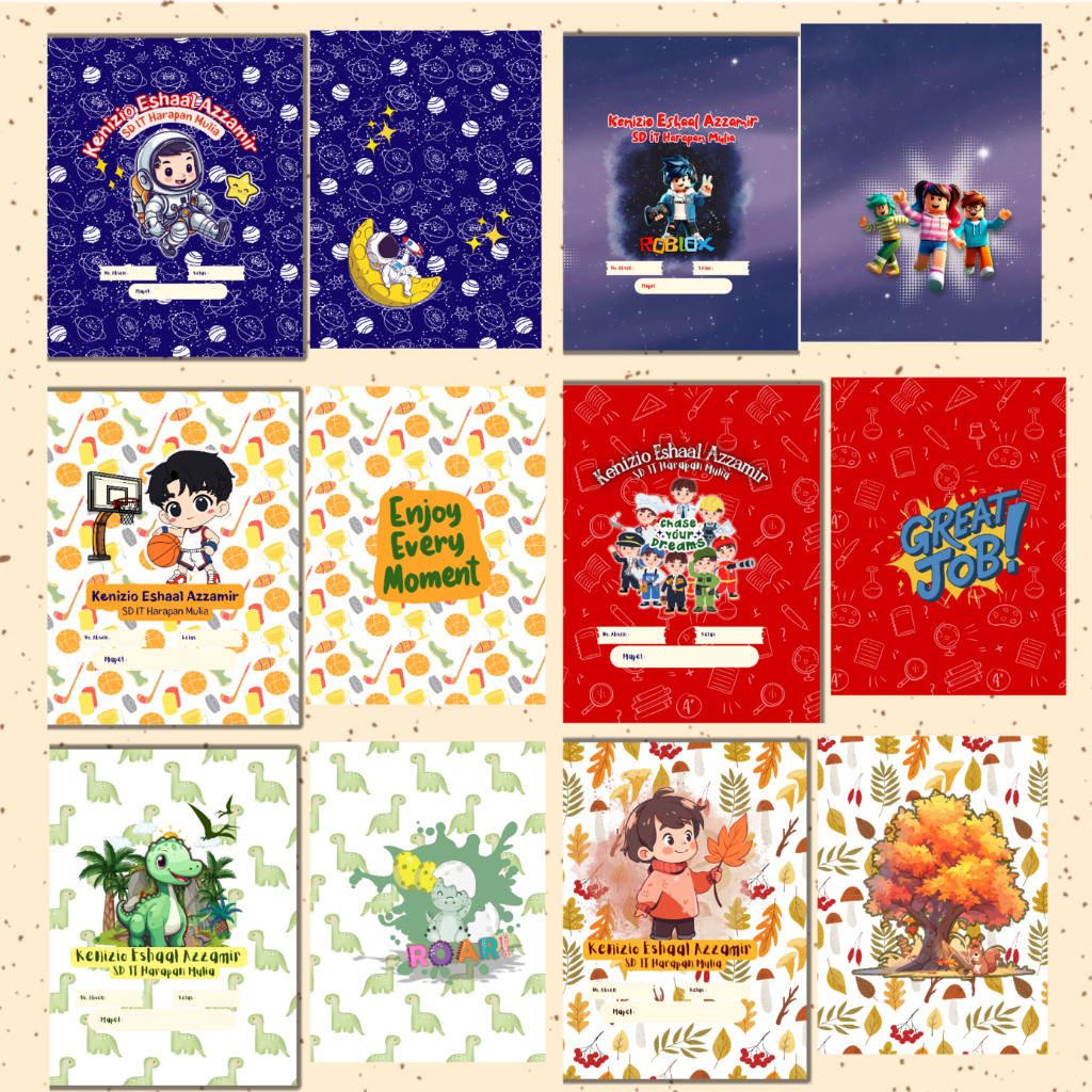 

[10 Lembar] CUSTOM Sampul Buku Anak sekolah cowok laki-laki Lucu Artpaper 120gsm glossy anti luntur