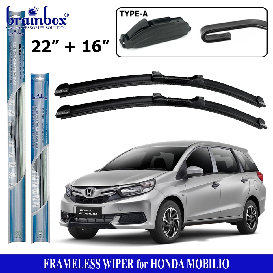 Brainbox Frameless Wiper Mobil Honda Mobilio Wiper Blade Karet Pembersih Kaca Mobil Windshield