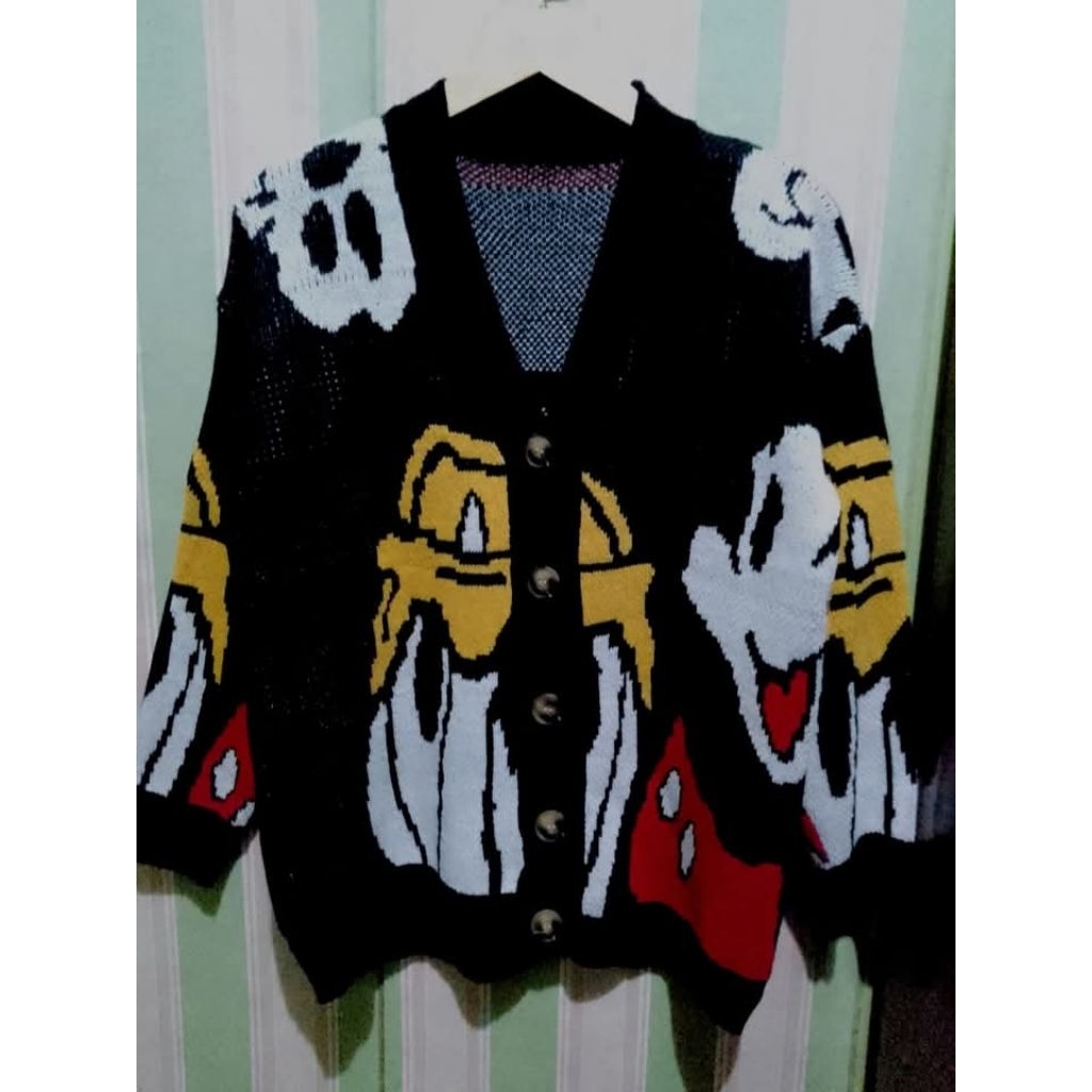 PL1 - Baju Atasan Cardigan Sweater Rajut Oversize Full Motif | Cardi Oversize Motif Lucu | Baju Card