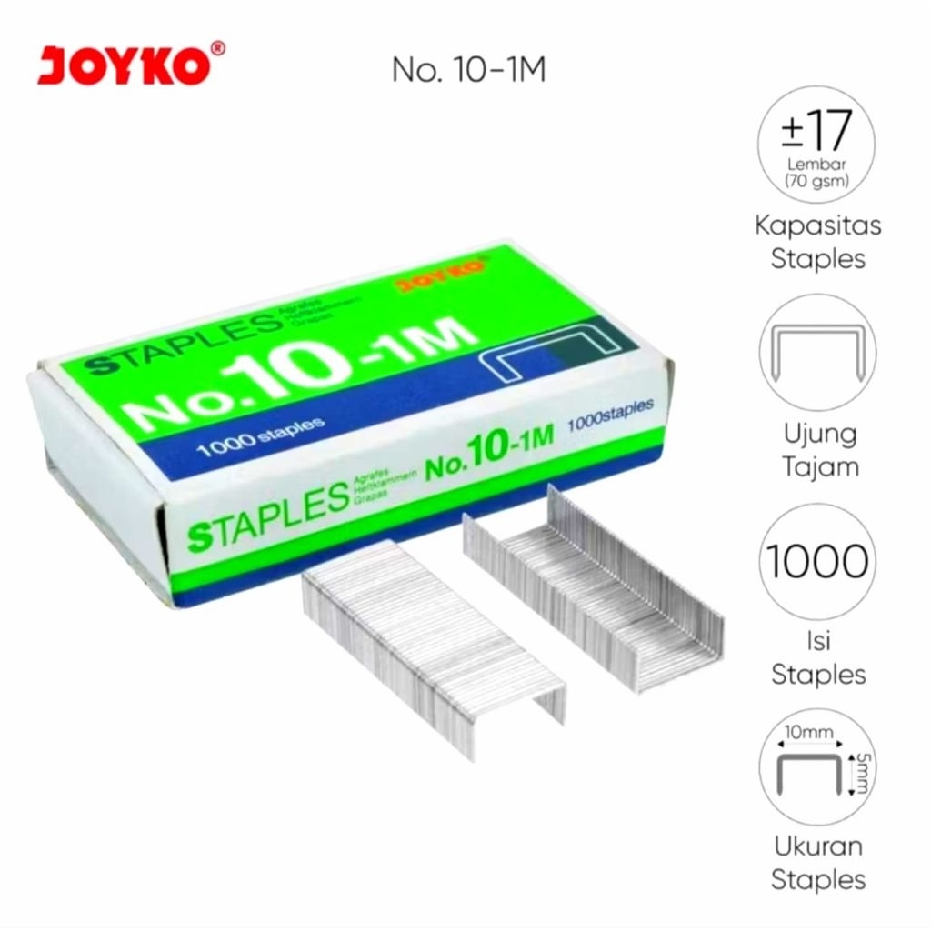 

ISI STAPLES STAPLER KECIL JOYKO NO. 10 MIN. 2 KOTAK