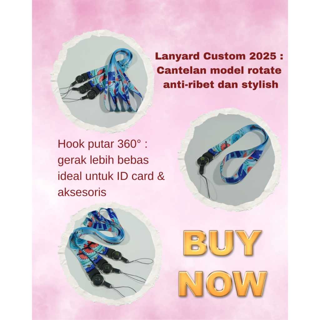 

Custom Tali lanyard rotate HP print sublim 2cm cetak 2 muka / tali idcard rotate HP printing nametag