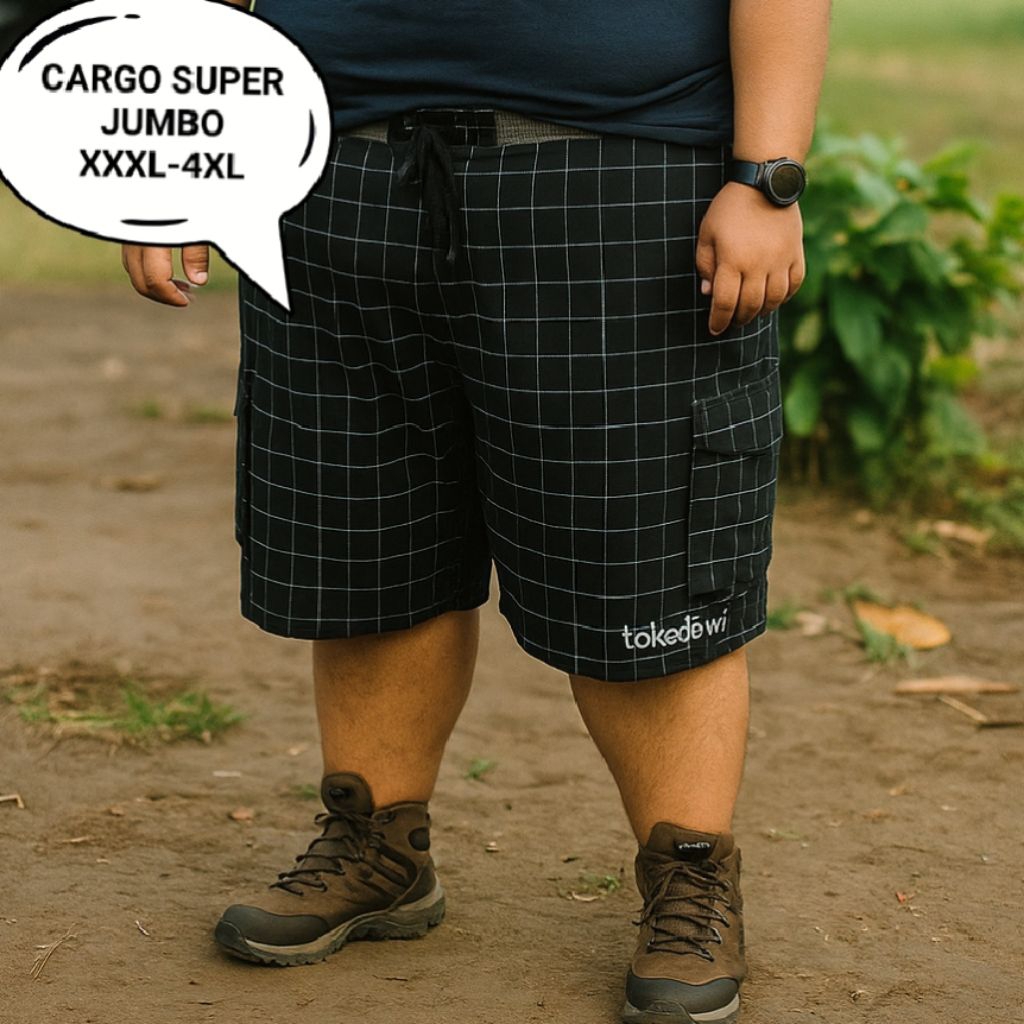 CELANA PENDEK CARGO JUMBO KOTAK KOTAK CELANA PENDEK PRIA CARGO TARTAN JUMBO