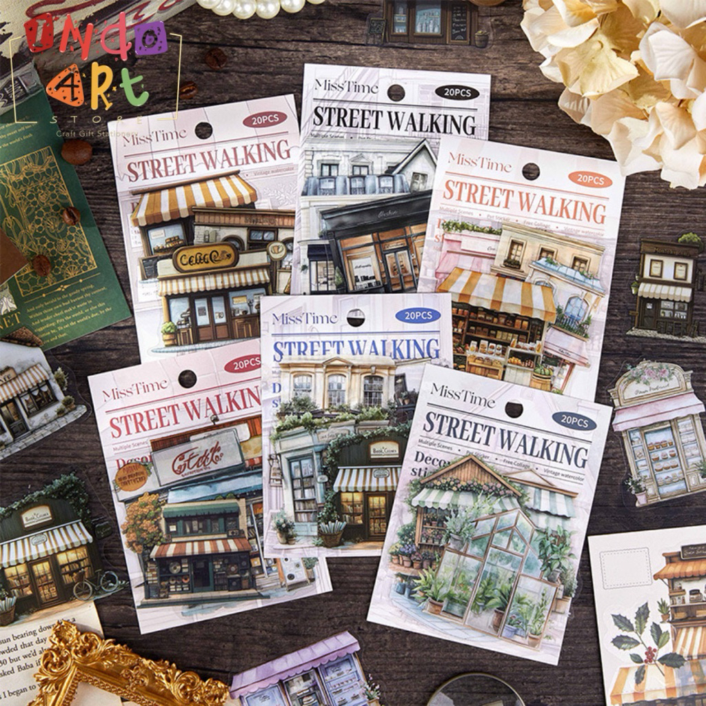 

(IAS) Miss Time Sticker Deco Journaling Scrapbook House Flower Building European Shop Coffee Cafe Paris Gazebo Book Store Cute Aesthetic