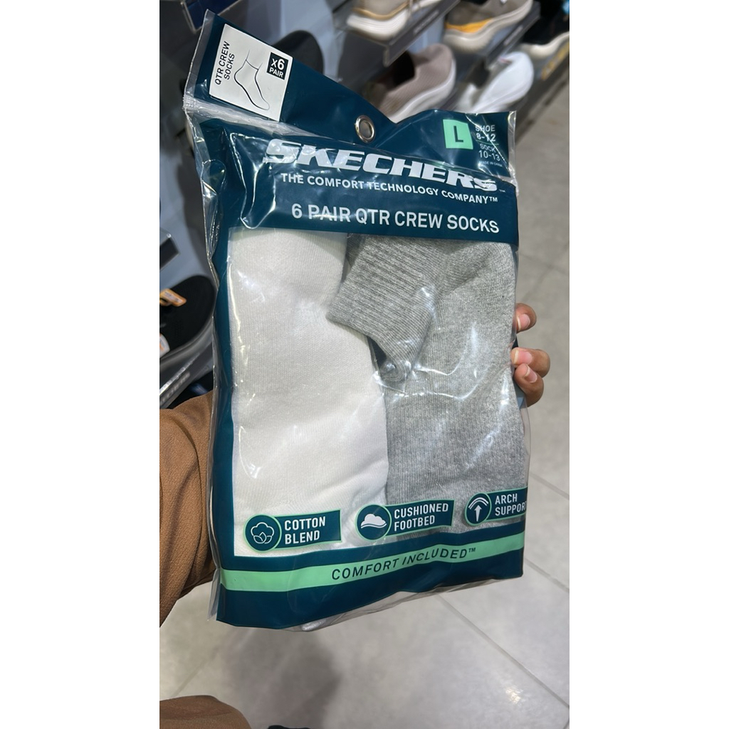 Kaos Kaki Skechers Socks Pria Hitam Putih Abu Isi 6 Pasang Original Sportsstation