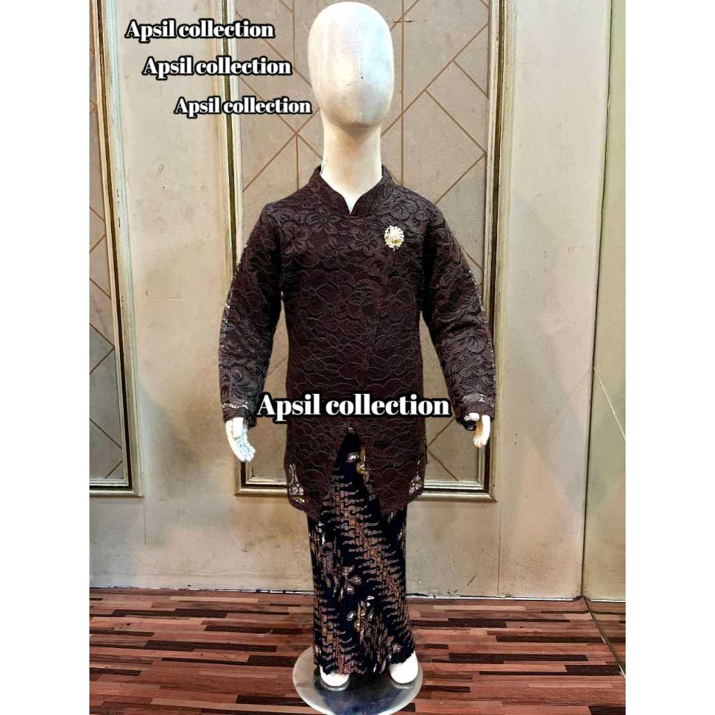 Kebaya kartini anak perempuan Set kebaya brokat anak janggan  Baju kondangan anak umur 4-12 tahun  2