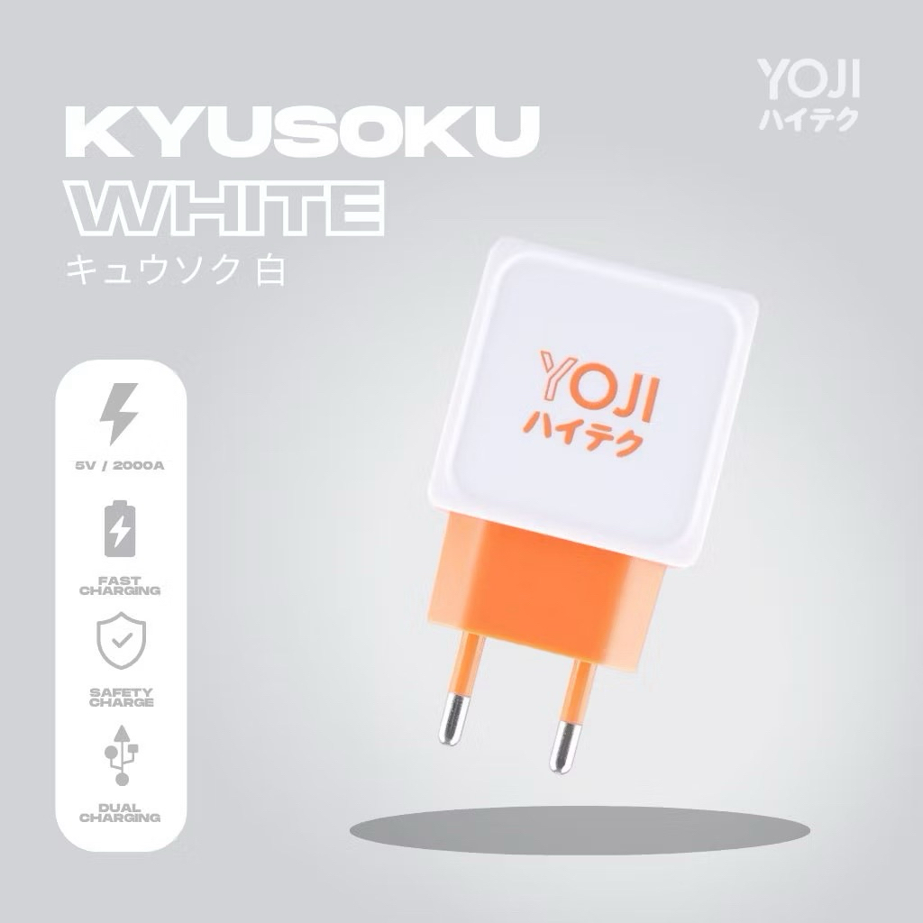Yoji Charger Adapter Dual Port USB  Fast Charging - Kyusoku White