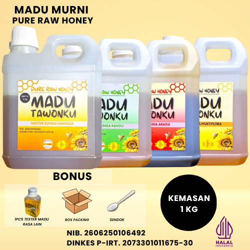 

Madu Asli 100% Murni Nektar Multiflora Akasia Randu Mangga 1 Kg Bersertifikat P-IRT
