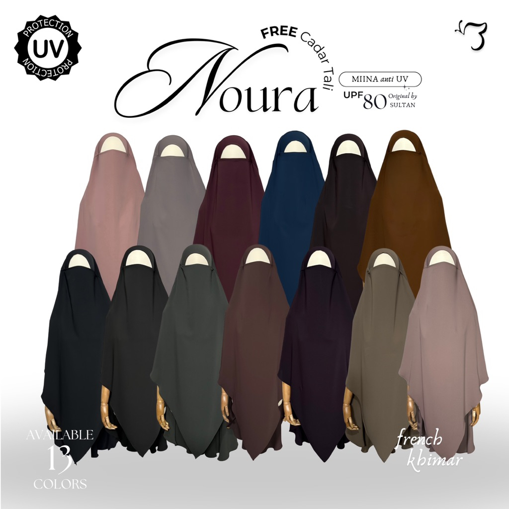 Bonavista - FK Mina Noura (FREE Tali Cadar) French Khimar Medium Tali Bahan Mina Anti UV Ori Sultan 