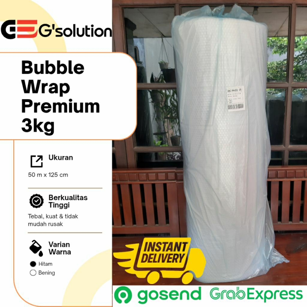 

Bubble Wrap 3 Kg 1 Roll – Putih Bening Transparan 125 cm x 50 m | Bisa GoSend / GrabExpress Instan