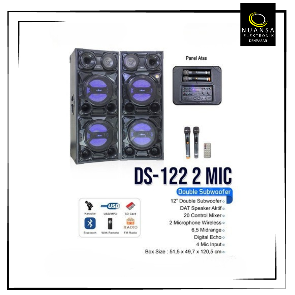 SPEAKER DAT DS 122 + 2 MIC - NUANSA ELEKTRONIK DENPASAR