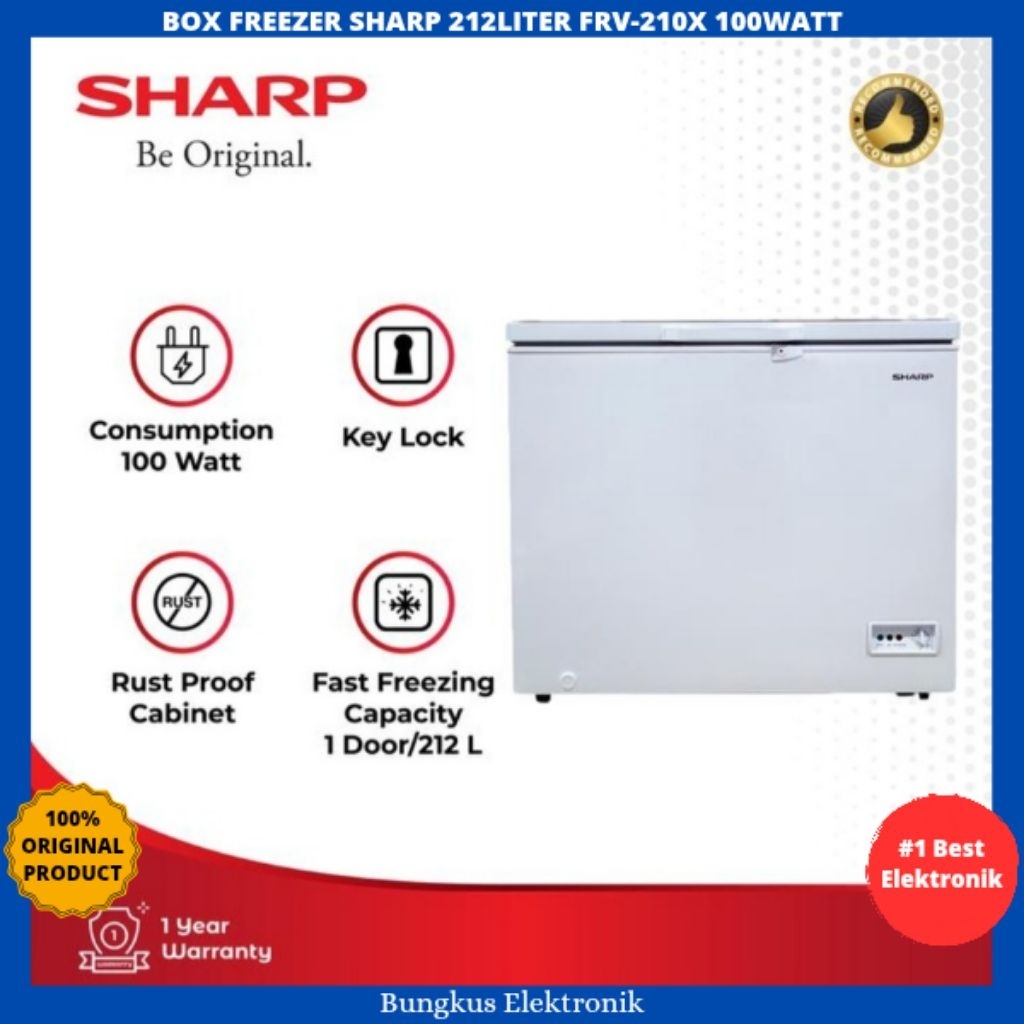 BOX FREEZER SHARP 200LITER FRV-210X CHEST FREEZER SHARP 200LITER