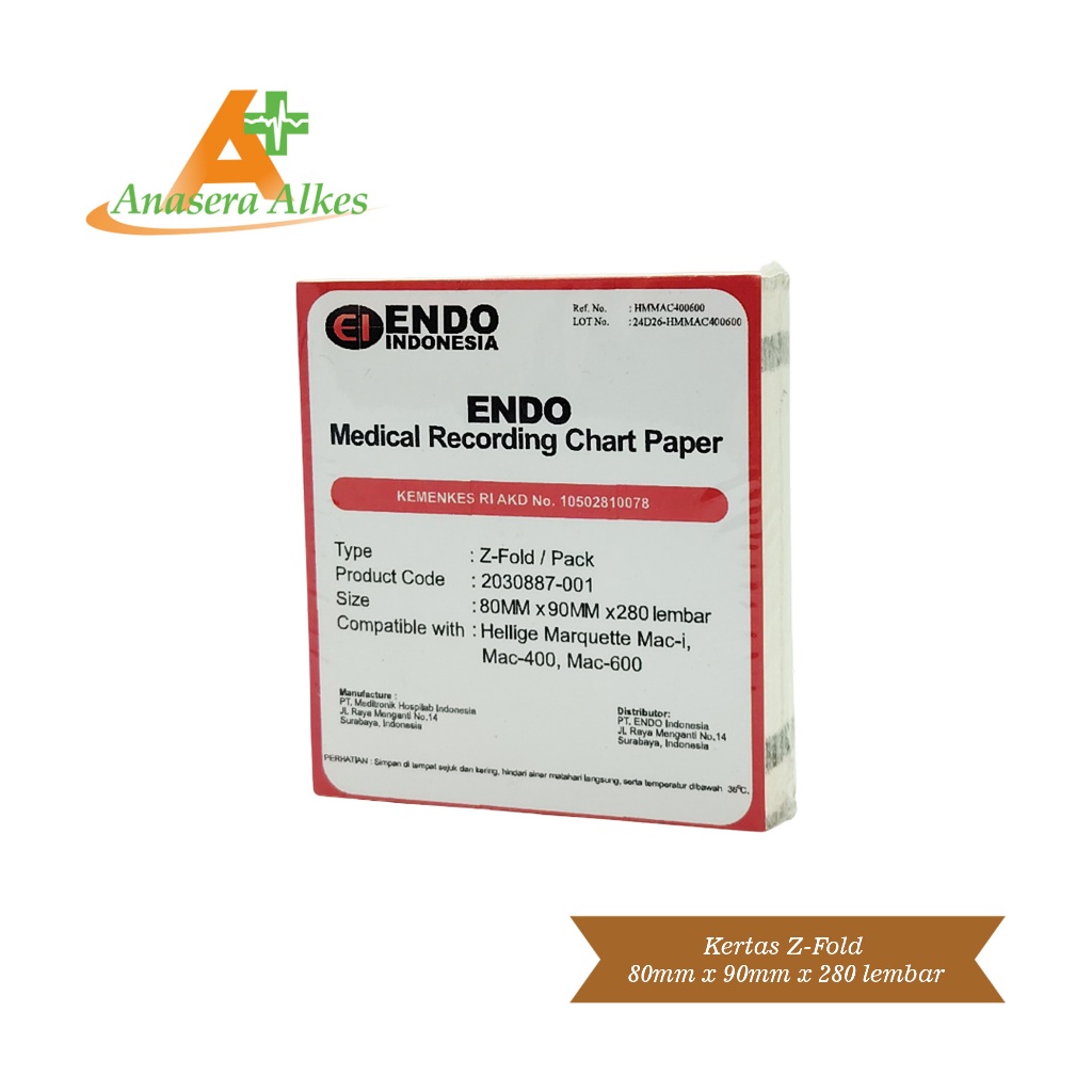 Kertas Z-Fold 80 mm x 90 mm x 280 lembar ENDO / Medical Recording Chart Paper /ECG