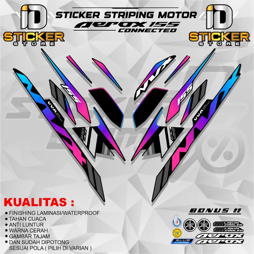 STRIPING AEROX CONNECTED 155 NVX MOTIP KOMBINASI WARNA VARIASI STICKER BODY MOTOR