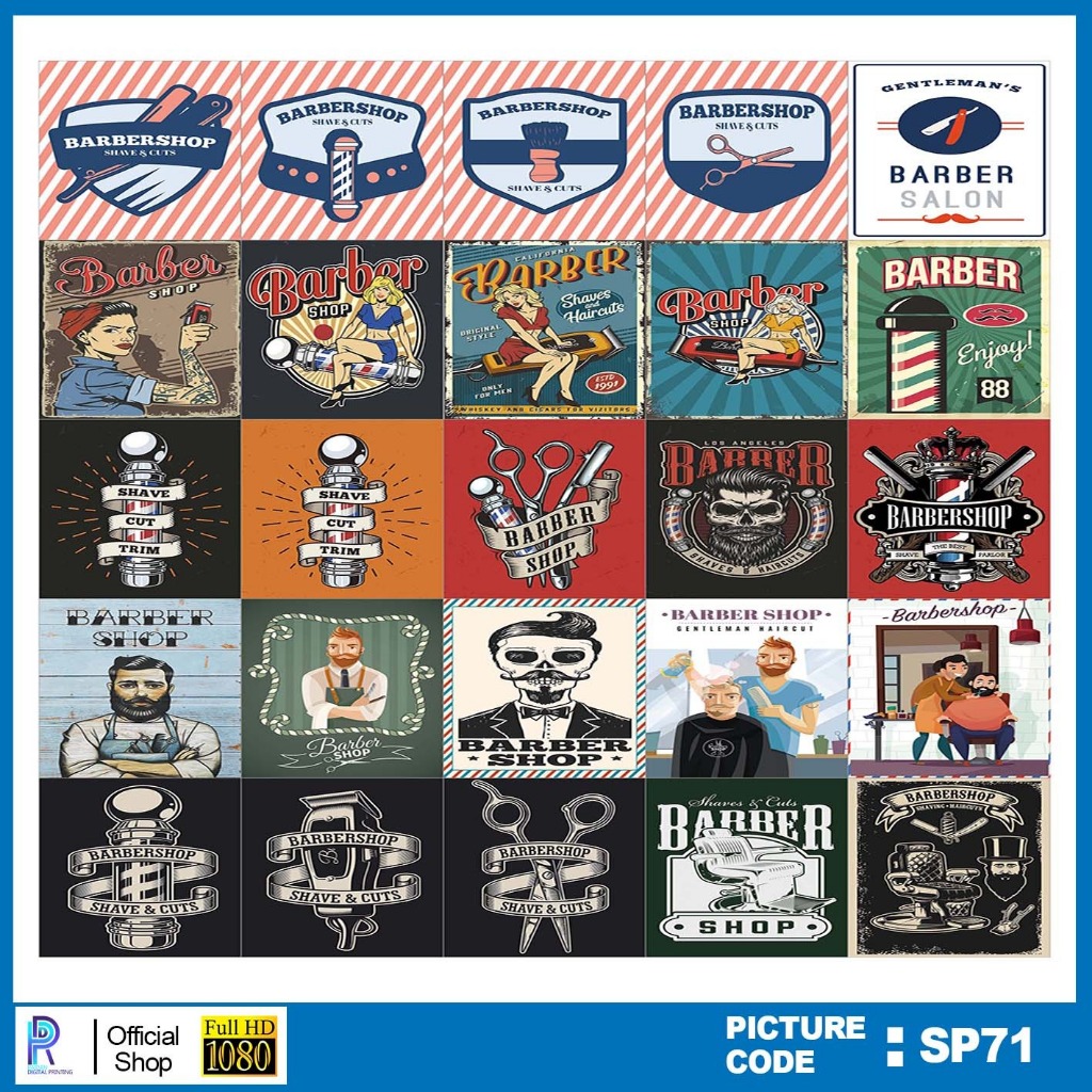 

STIKER BARBER SHOP , STICKER BARBER SHOP , PAKET STIKER BARBER SHOP PER 25 PCS , KODE SP71
