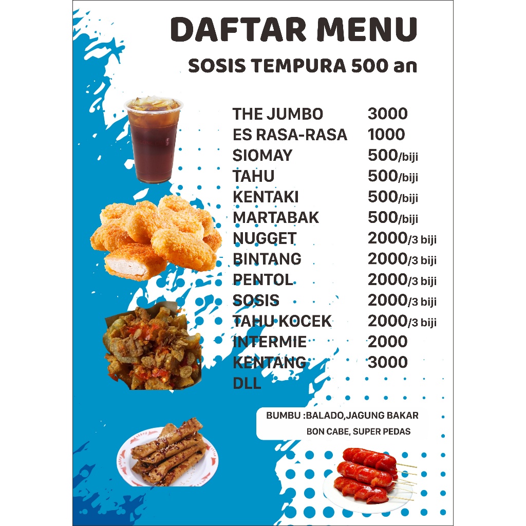 

DAFTAR MENU / CETAK DAFTAR MENU + LAMINATING