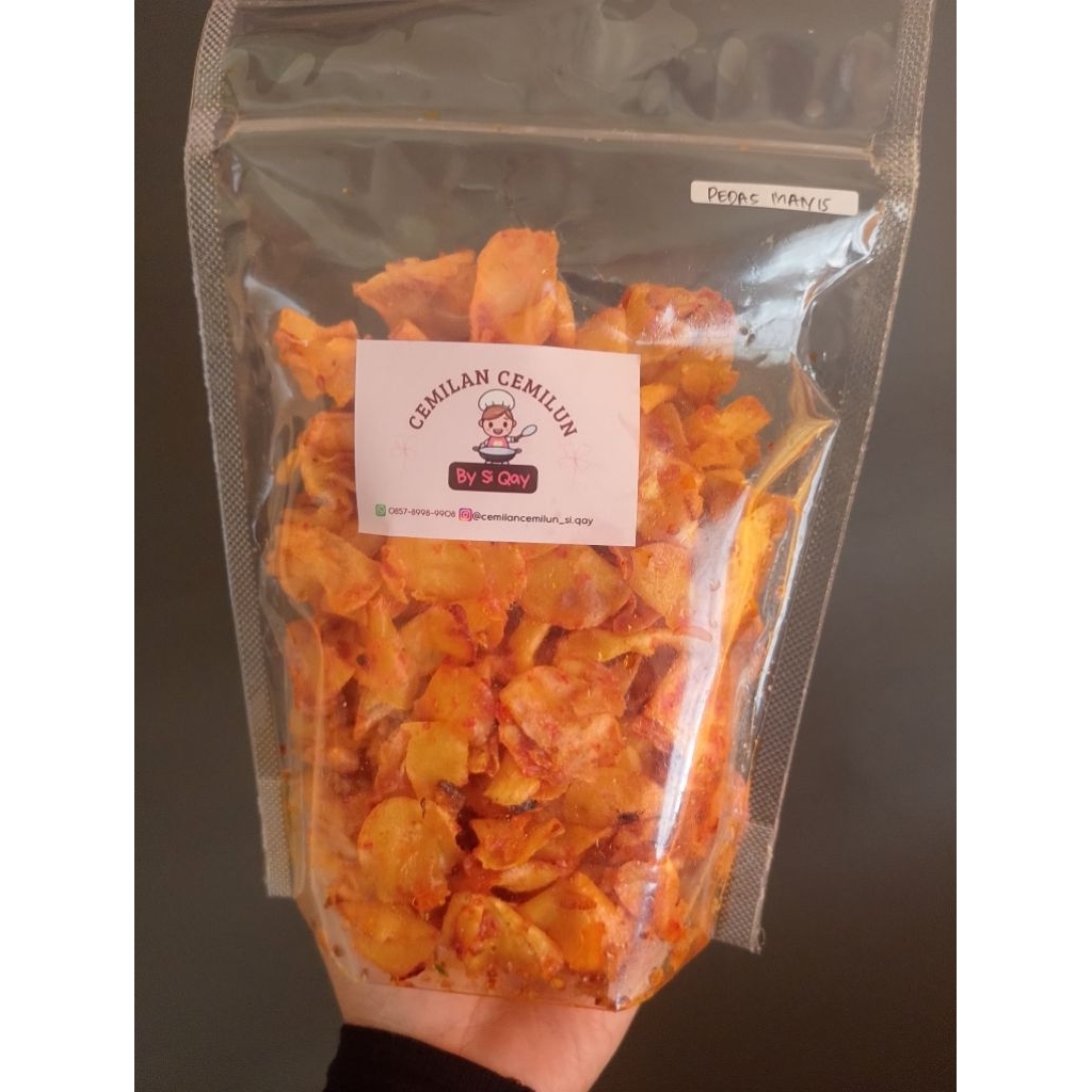 

Keripik Singkong Keriting Sambal Pedas Manis Kemasan Standing Pouch