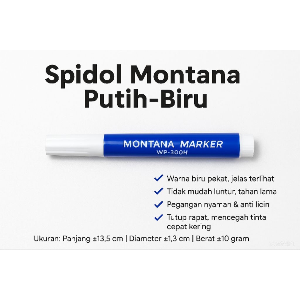 

Spidol Whiteboard Montana Biru – Tinta Tajam & Tidak Mudah Kering (1 Pcs)