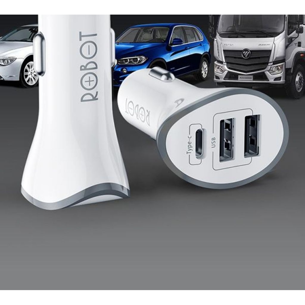 CHARGER SAVER MOBIL DAN MOTOR UNTUK CAS HP YANG AMAN DAN BAGUS ROBOT RT-C08 4.8A3Port Car Charger