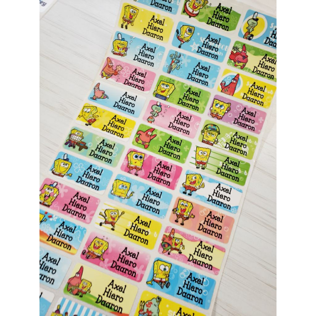 

Stiker Nama Name Sticker Kartun Spongebob Squarepants Waterproof Anti Air
