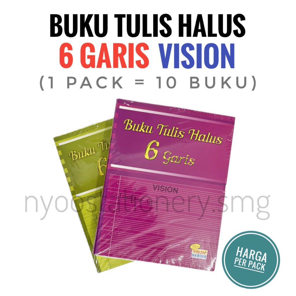 

(1 PACK=10 BUKU) BUKU TULIS HALUS 6 GARIS ISI 38 LEMBAR VISION