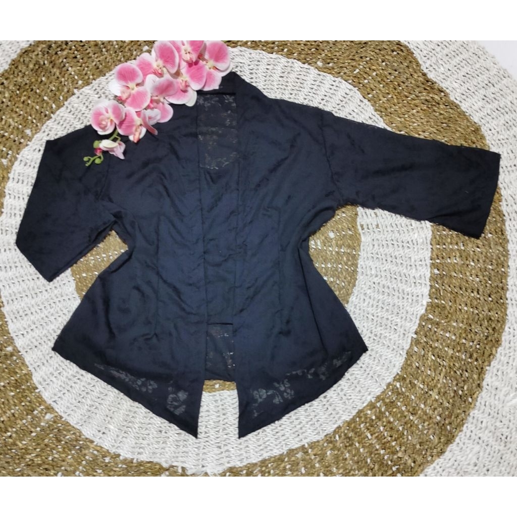 Kebaya Jadi Jumbo Warna Hitam Bahan Katun Tangan Lonceng/Kebaya Katun/Kebaya Hitam/Kebaya Jumbo