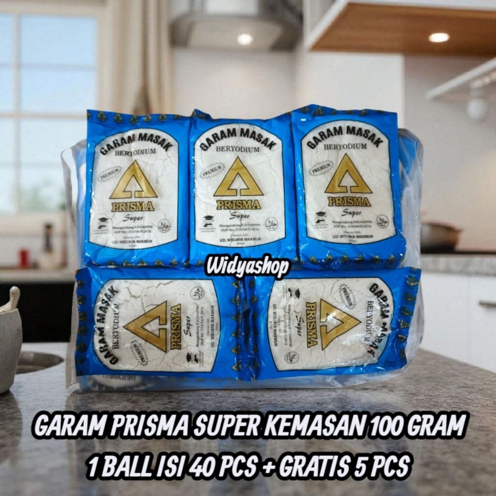 

PROMO 1 BALL ISI 40 PCS + GRATIS 5 PCS GARAM DAPUR PRISMA SUPER KEMASAN 100 GRAM / GARAM BERYODIUM / GARAM / GAREM